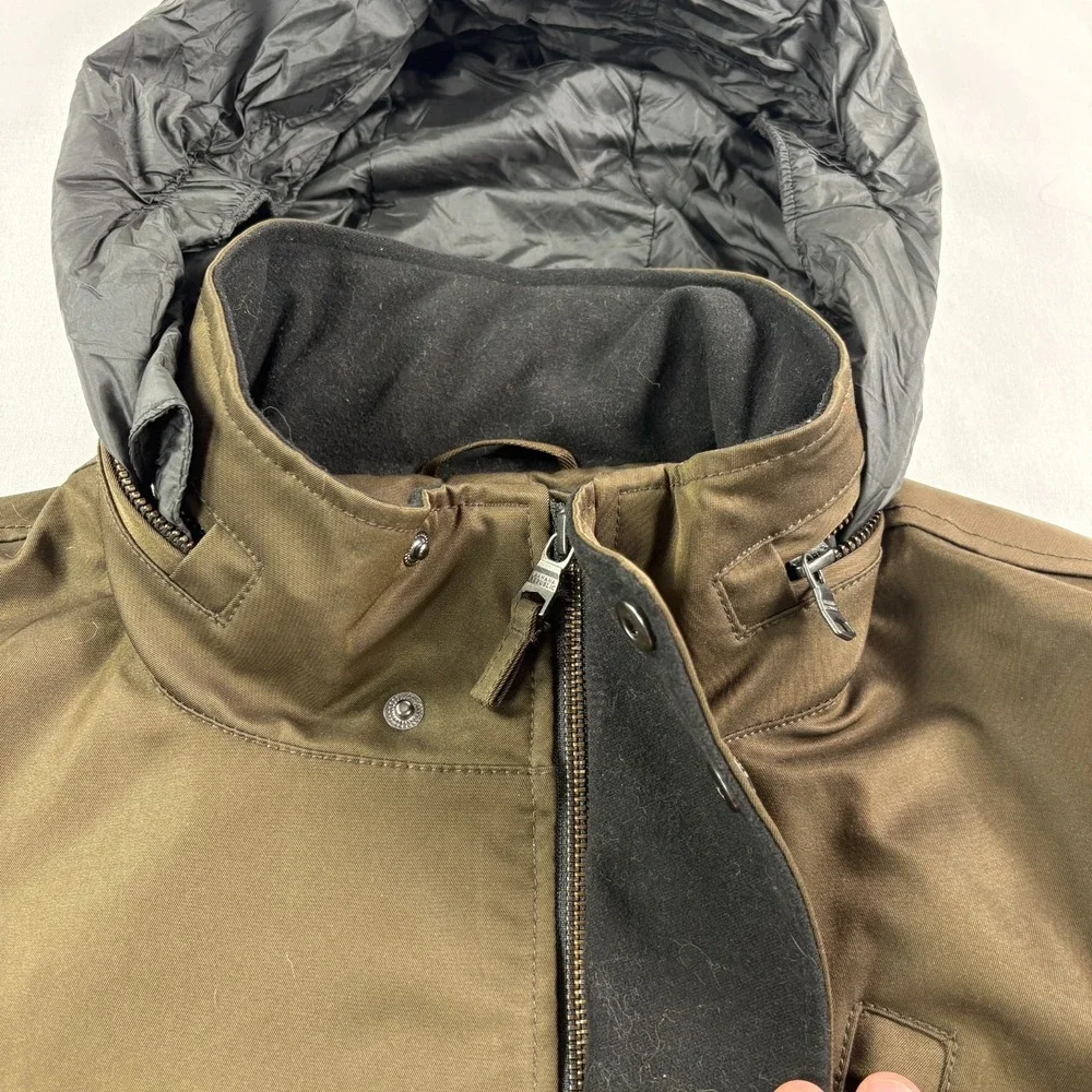 Banana Republic Jacket Mens Medium Olive Green Full Zip Moto Casual Hooded